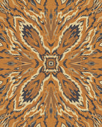 Vibrant Amber Wood Grain Mandala Rug