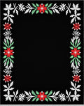Black Crimson Floral Leaf Border Rug