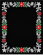 Black Crimson Floral Leaf Border Rug