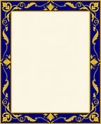 Deep Blue Golden Acanthus Scroll Border Rug