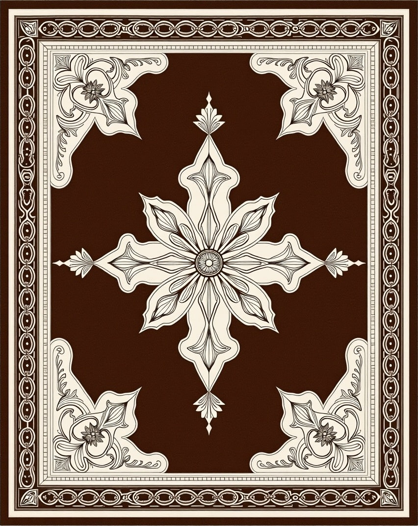 Rich Chocolate Antique Floral Medallion Rug