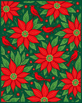 Red Poinsettia Cardinal Festive Floral Rug