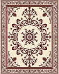 Crimson Floral Damask Medallion Rug