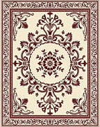 Crimson Floral Damask Medallion Rug
