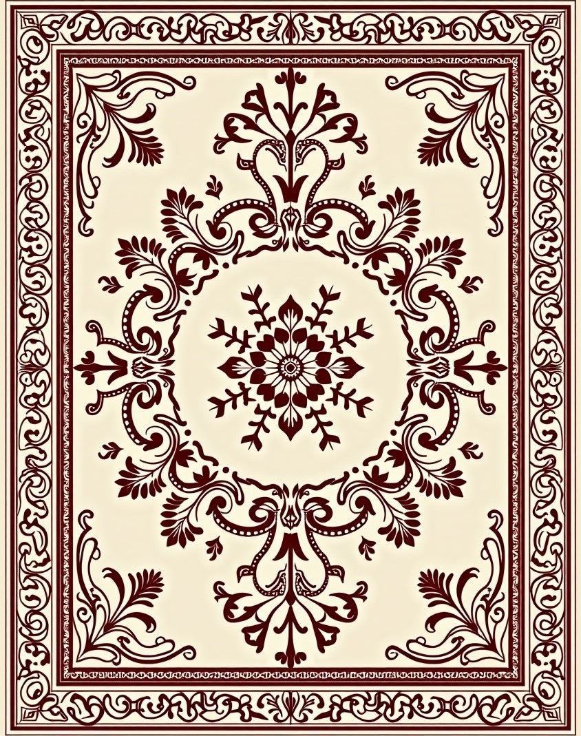 Crimson Floral Damask Medallion Rug