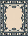 Dark Navy Victorian Filigree Border Rug