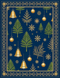 Elegant Gold And Navy Christmas Elements Rug