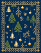 Elegant Gold And Navy Christmas Elements Rug