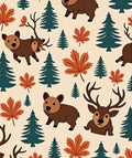 Cute Woodland Wildlife Maple Leaf Forest Rug