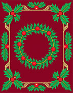 Crimson Holly Berry Garland Frame Rug