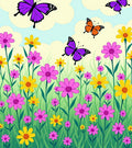 Vibrant Pink Yellow Butterfly Meadow Rug