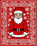 Festive Red Santa Claus Snowflake Rug