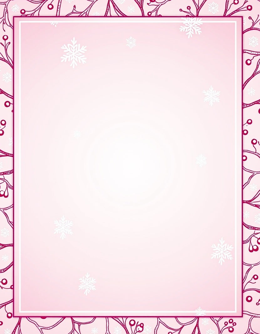 Pink Berry Branch Snowflakes Rug