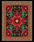 Ornate Red Floral Black Medallion Rug
