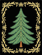 Emerald Evergreen Fern Floral Frame Rug