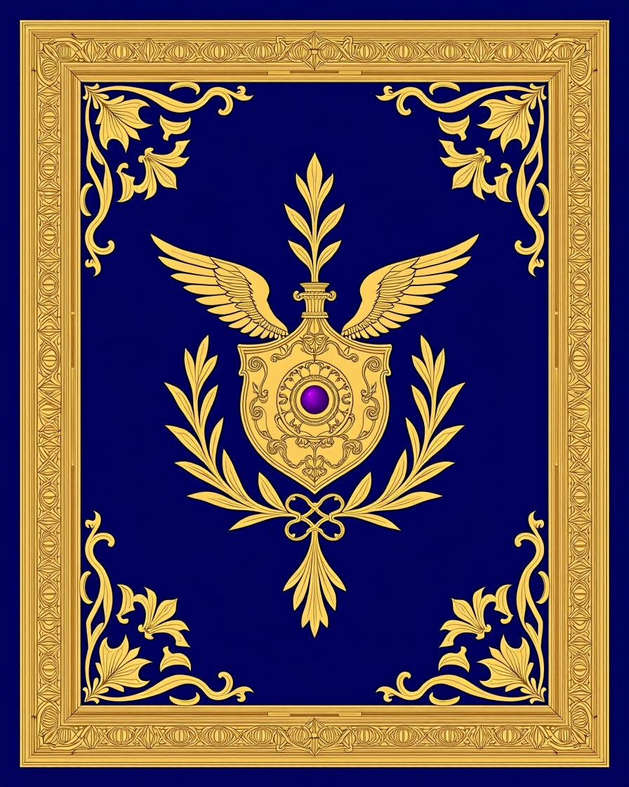 Grand Royal Gold Emblem Sapphire Rug