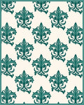 Emerald Damask Scrollwork Arrangement Rug