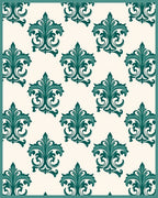 Emerald Damask Scrollwork Arrangement Rug
