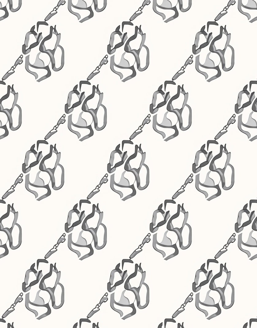 Monochromatic Abstract Floral Chain Rug