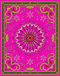 Vibrant Pink Sunburst Medallion Bordered Rug