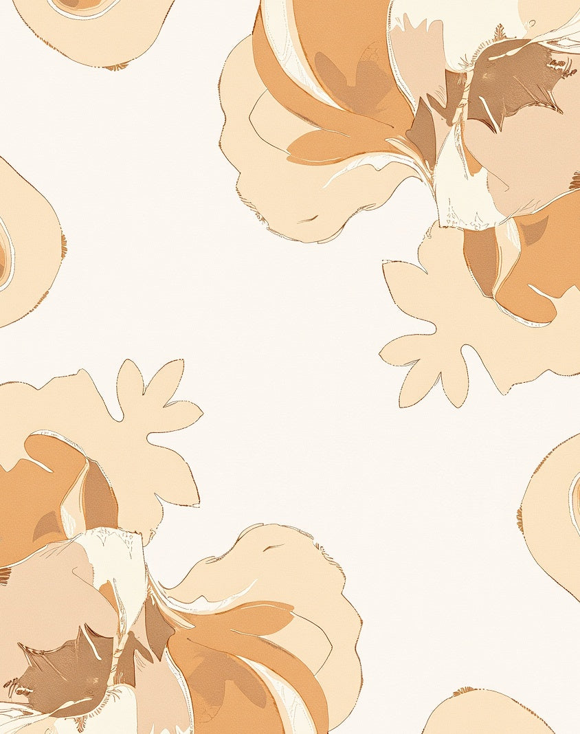 Golden Beige Floral Soft Bloom Rug