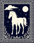 Midnight White Horse Constellation Border Rug