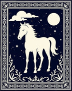 Midnight White Horse Constellation Border Rug
