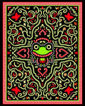 Whimsical Frog Garden Red Outline Rug