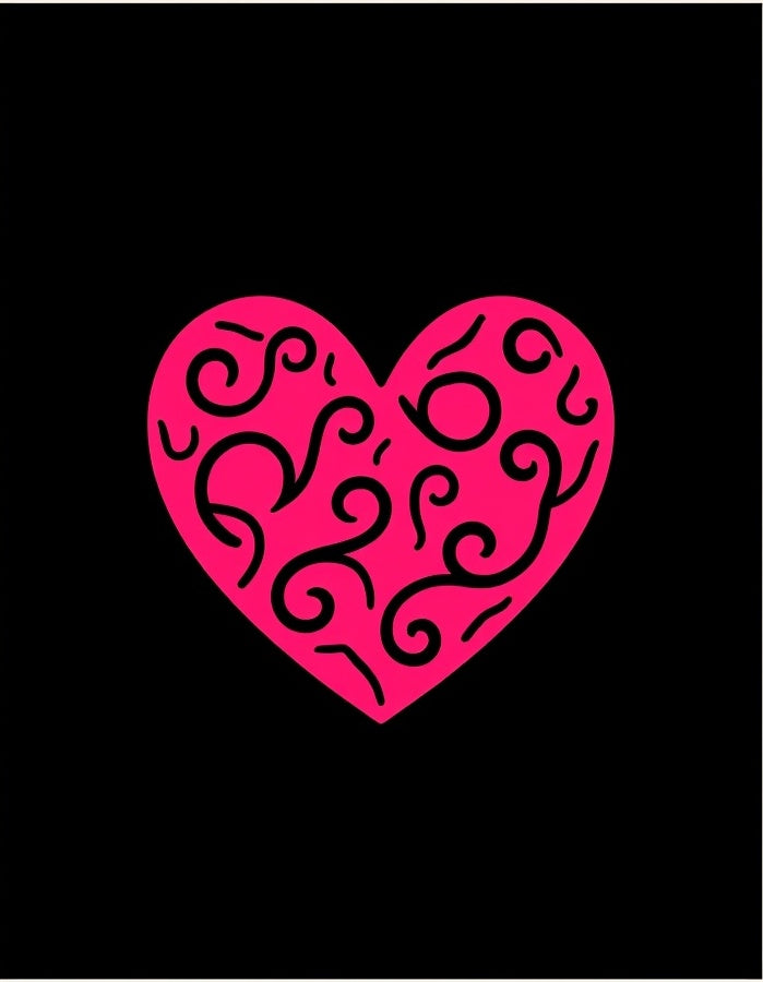 Hot Pink Swirl Heart Romance Rug