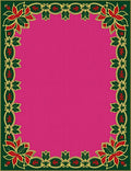 Crimson Green Floral Bordered Magenta Rug