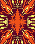 Crimson Orange Yellow Feathered Sunburst Rug