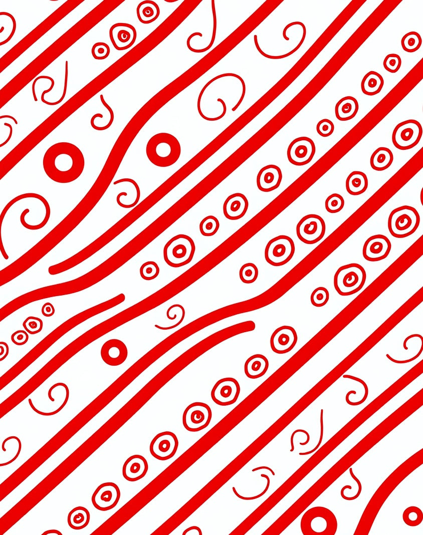 Bold Red White Swirl Stripe Accents Rug
