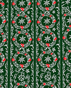 Deep Green Wreath Berry Garland Rug