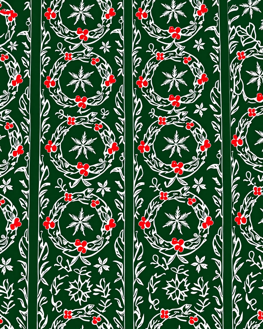 Deep Green Wreath Berry Garland Rug