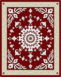Crimson White Floral Border Medallion Rug