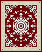 Crimson White Floral Border Medallion Rug