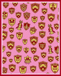 Pink Red Crested Shield Arrangement Rug