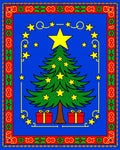 Festive Blue Christmas Tree Stars Rug