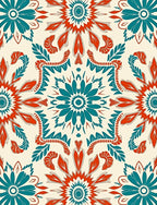 Vibrant Teal Coral Medallion Rug