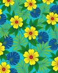 Bright Yellow Floral Tropical Jungle Rug