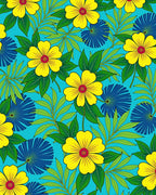 Bright Yellow Floral Tropical Jungle Rug