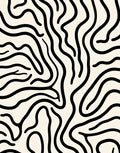 Abstract Cream Black Wavy Lines Rug