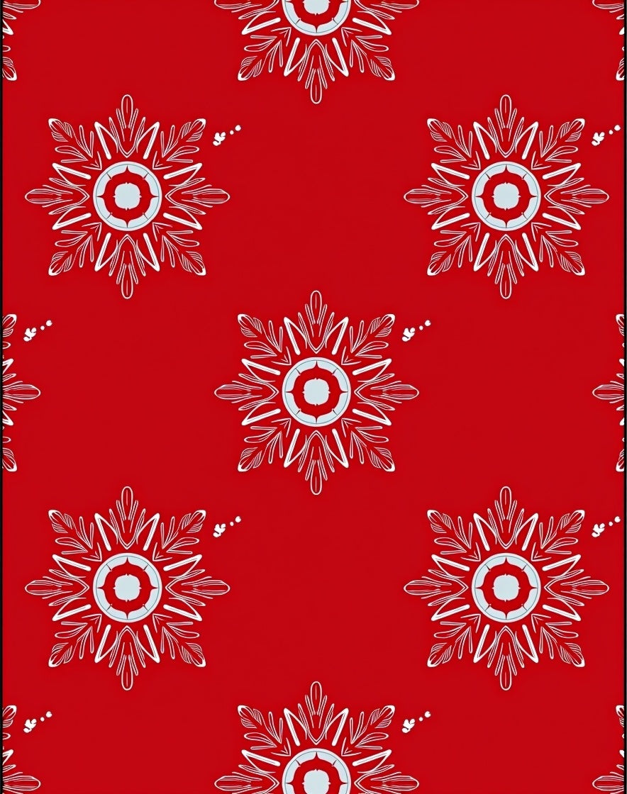 Crimson Snowflake Medallion Art Rug