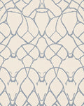 Cream Blue Organic Lattice Rug