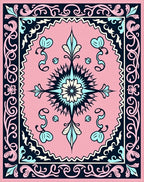 Pink Turquoise Starburst Floral Medallion Rug