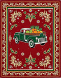 Vintage Green Truck Fruit Harvest Rug