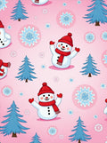 Charming Pink Snowman Winter Trees Rug