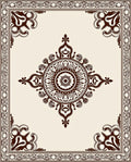 Brown Cream Medallion Border Rug
