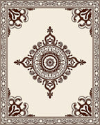 Brown Cream Medallion Border Rug