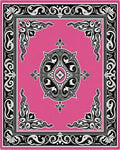 Vivid Pink Black Filigree Medallion Rug